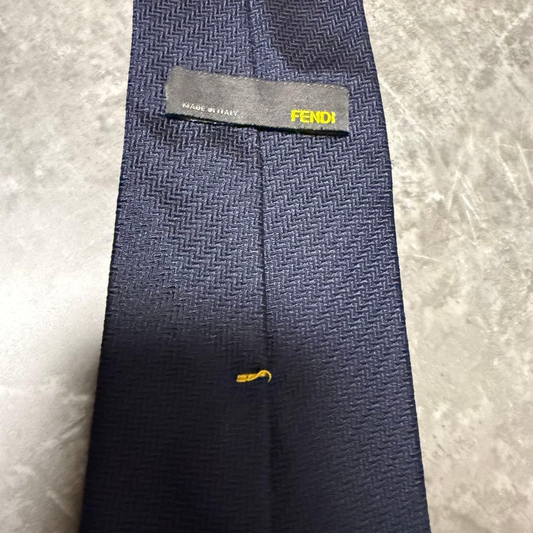 【✨美品✨】FENDI フェンディ ネクタイ ソリッド ネイビー シルク 希少
