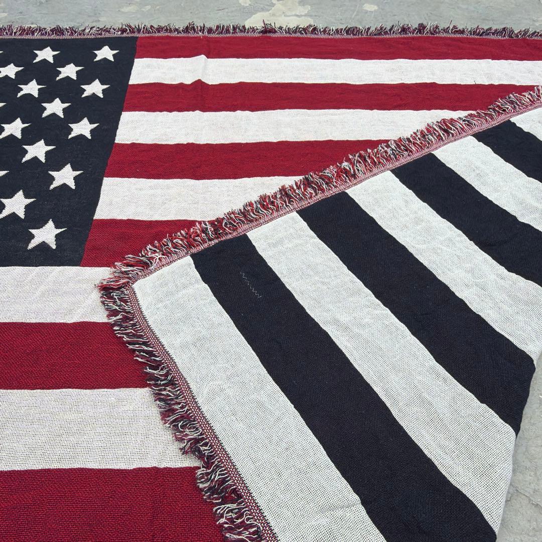 米軍　国旗　星条旗　マルチカバー　ソファカバー　ヴィンテージラグ　125x175