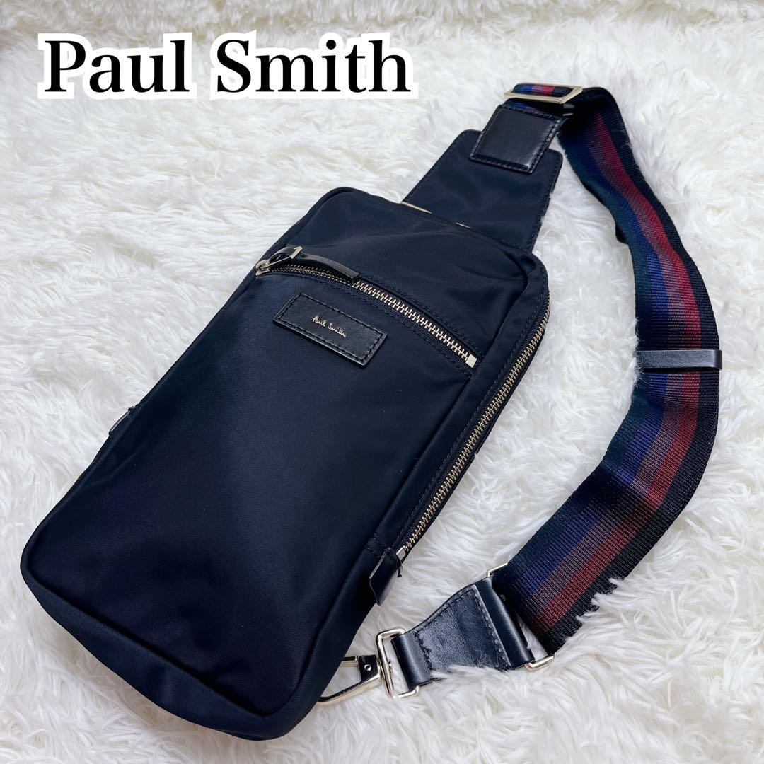 極美品 PaulSmith ポールスミス ボディバッグ ストライプ ナイロン
