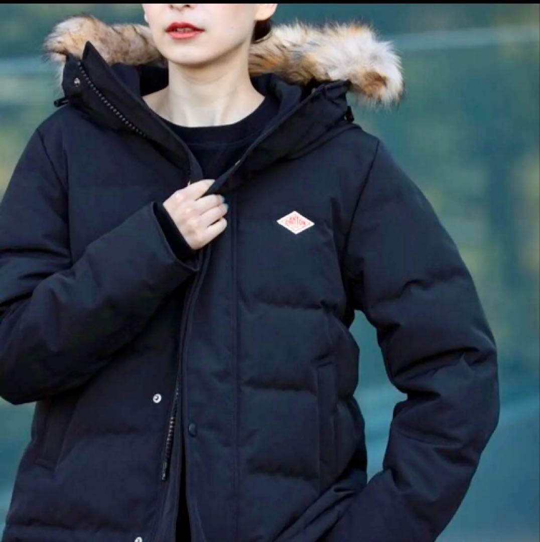 [urari] DANTON ファー付きダウンジャケット　ブラック　34