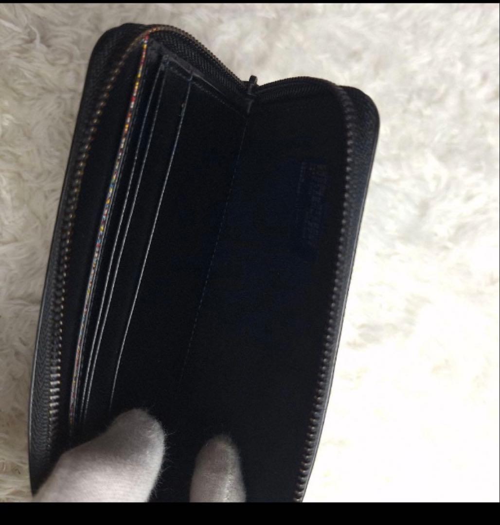 ポールスミス　L字ファスナー　長財布　チェッカーエンボス　黒