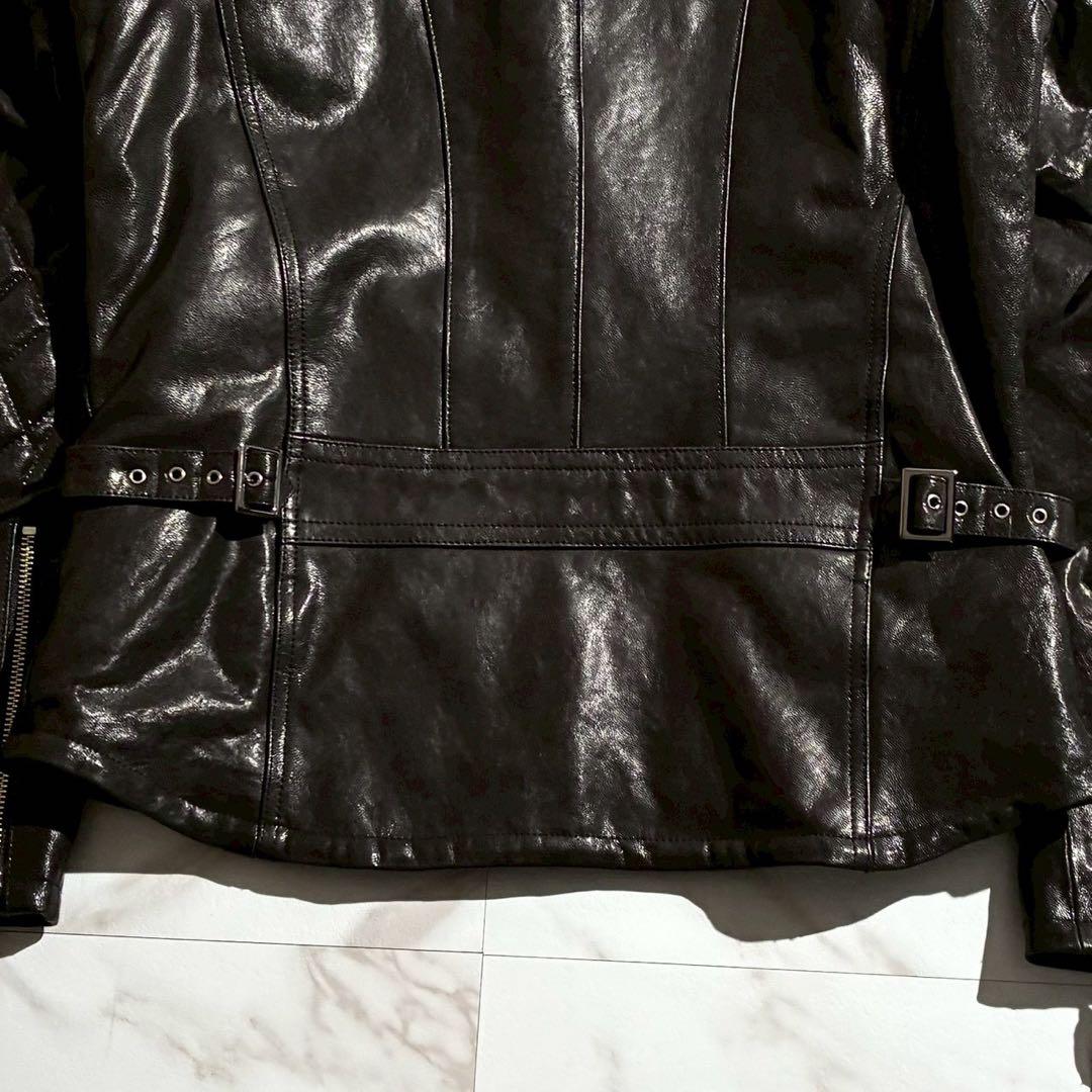 美品 マックスフリッツ ゴートレザー シングルライダースジャケット L 【182