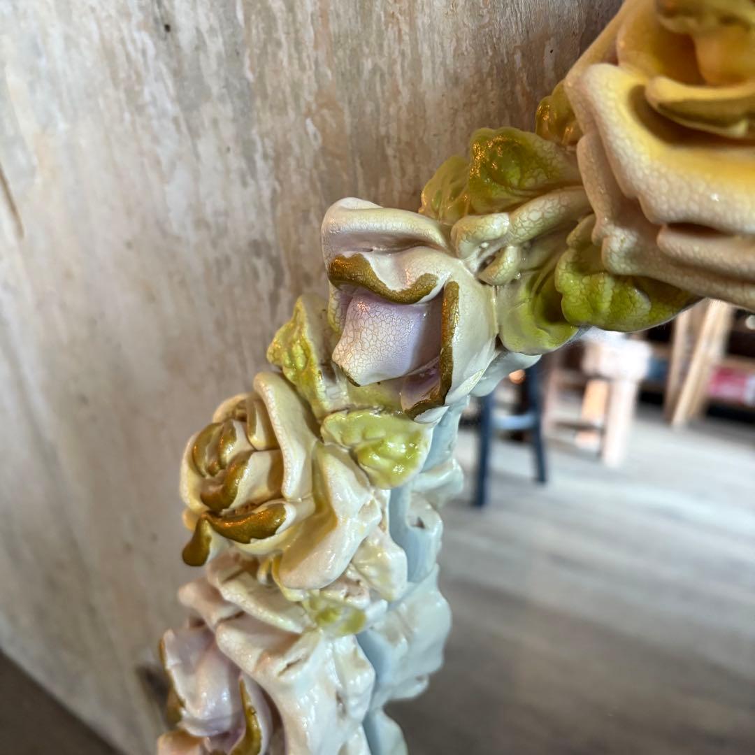 ロココ調　ローズフレーム　ウォールミラー