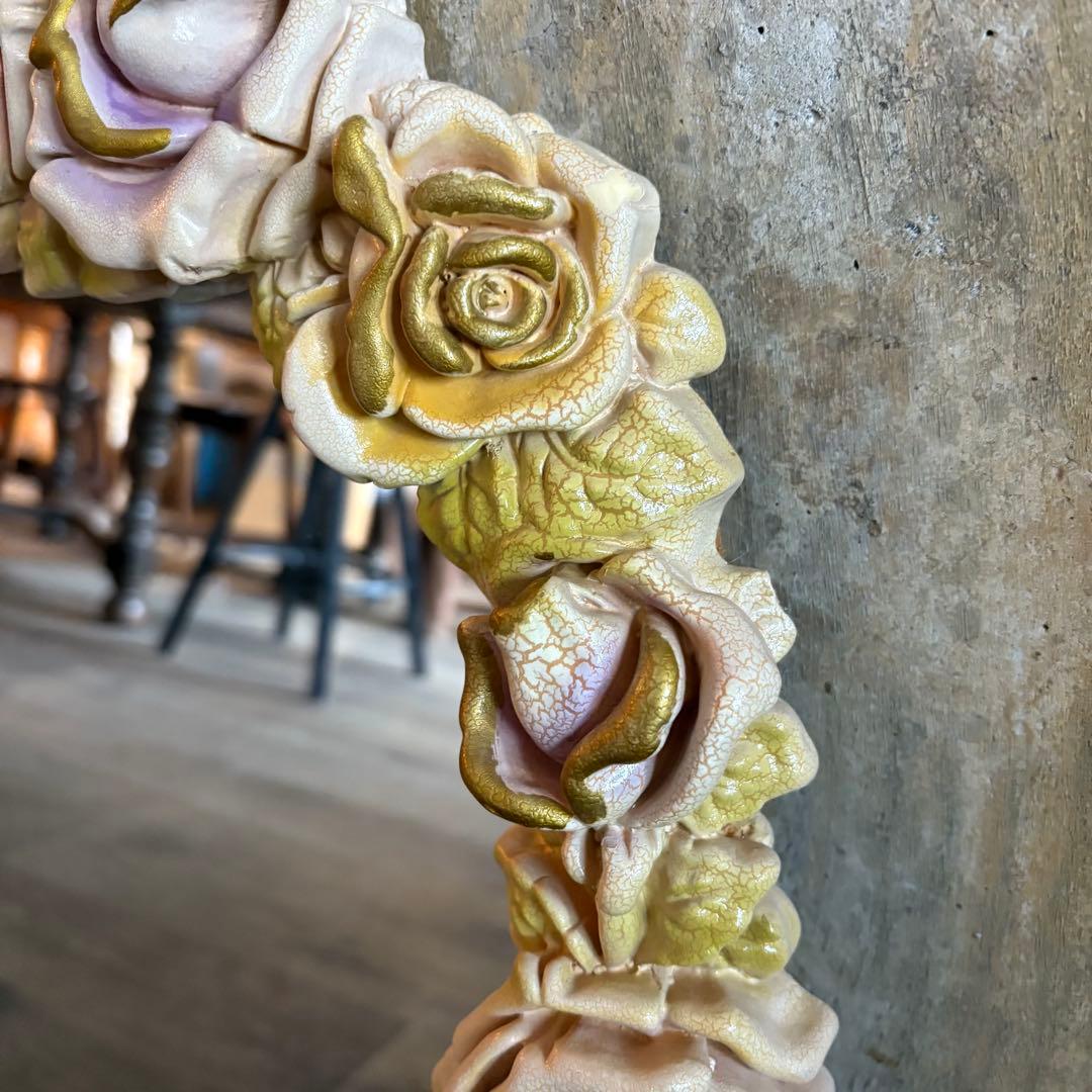 ロココ調　ローズフレーム　ウォールミラー