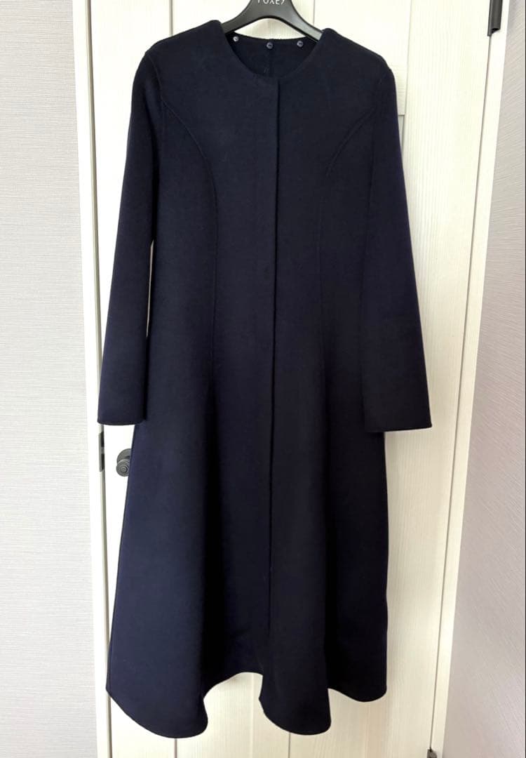 【美品】U-Big ユービック　ウールダブルフェイスFOXボウタイ付ロングコート