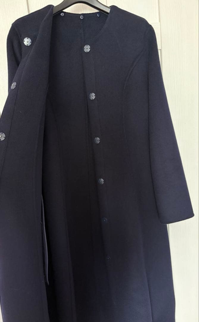 【美品】U-Big ユービック　ウールダブルフェイスFOXボウタイ付ロングコート