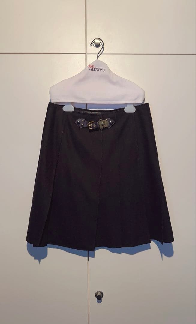 MIU MIU ミュウミュウ ウール ベルト プリーツスカート