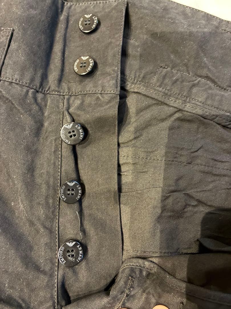 EMPORIO ARMANI ブラックカジュアルワイドパンツ！裾ジッパー付き