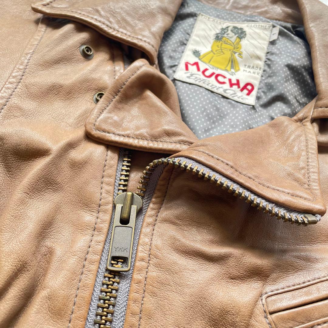 あちゃちゅむ　ムチャチャ　ラムレザー　ライダースジャケット　レディース　革ジャ