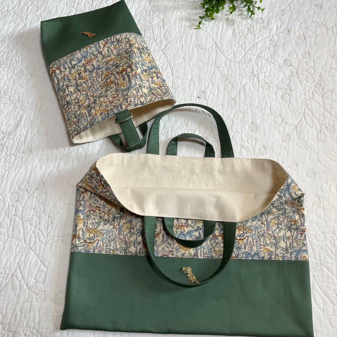 リバティ　ランブルアンドロアー　ループ付き　絵本袋　ナップサック　上靴袋　3点