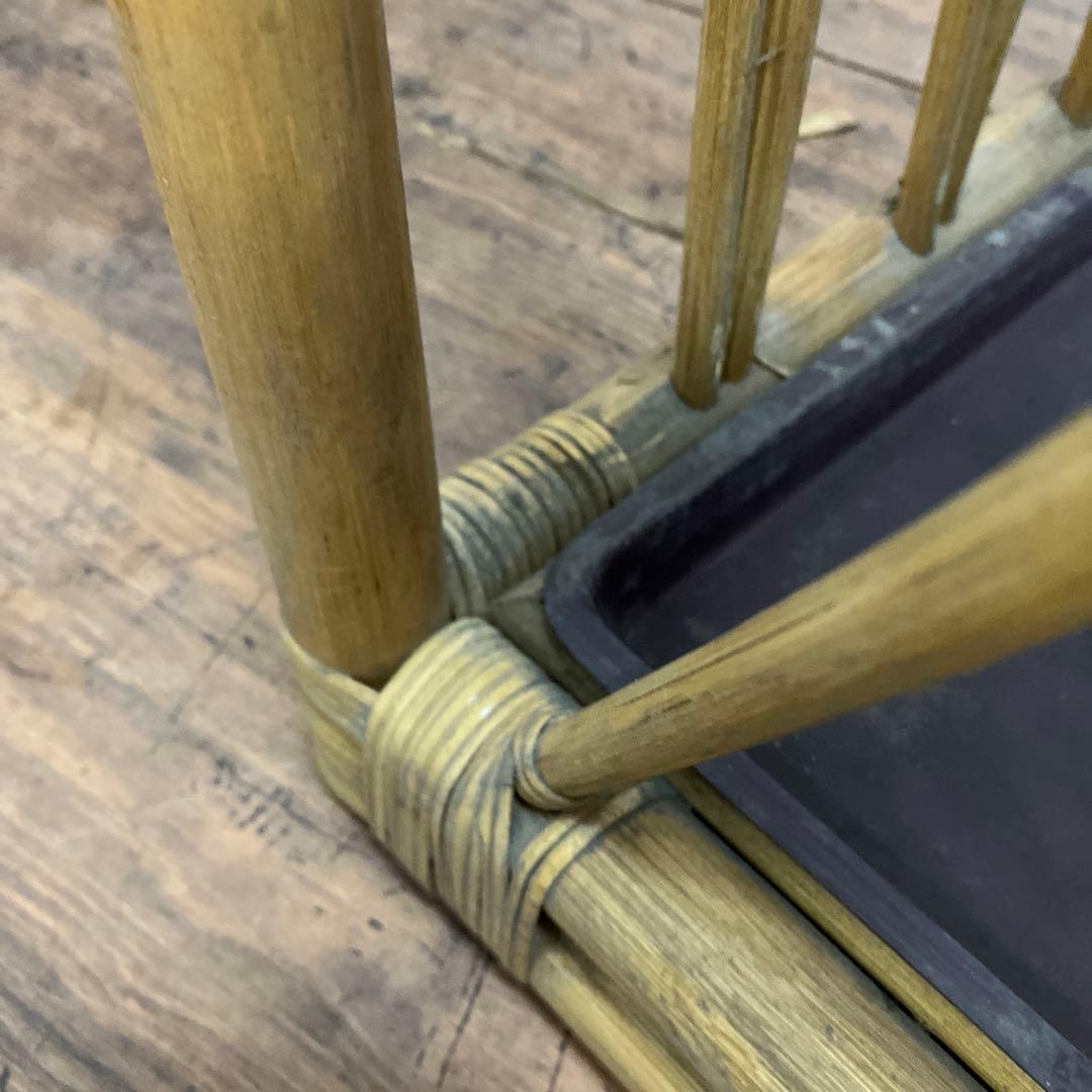 A-1 昭和レトロ ラタンスタンドミラー 姿見 傘立て 物掛け 古家具