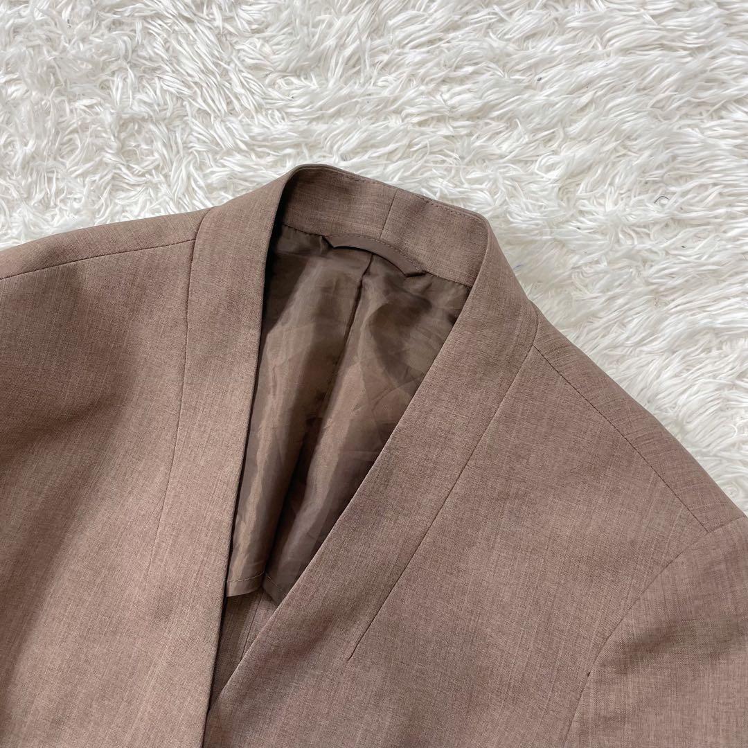 美品✨ ホワイト ノーカラー パンツ スーツ セットアップ 洗える 近年モデル