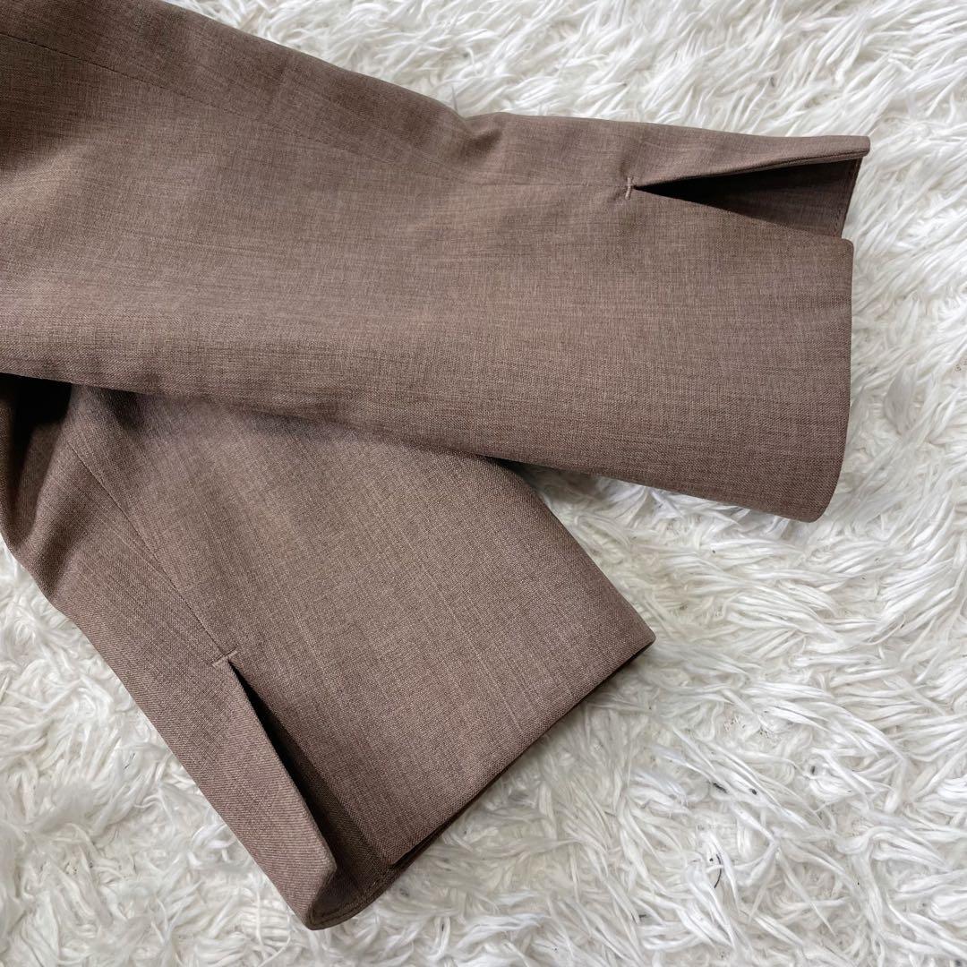 美品✨ ホワイト ノーカラー パンツ スーツ セットアップ 洗える 近年モデル