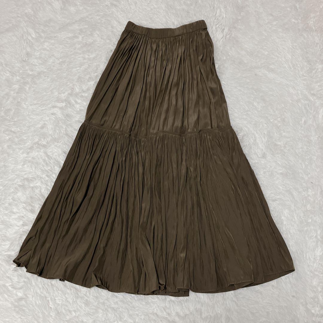 美品 Deuxieme Classe Gather Maxi スカートブラウンD