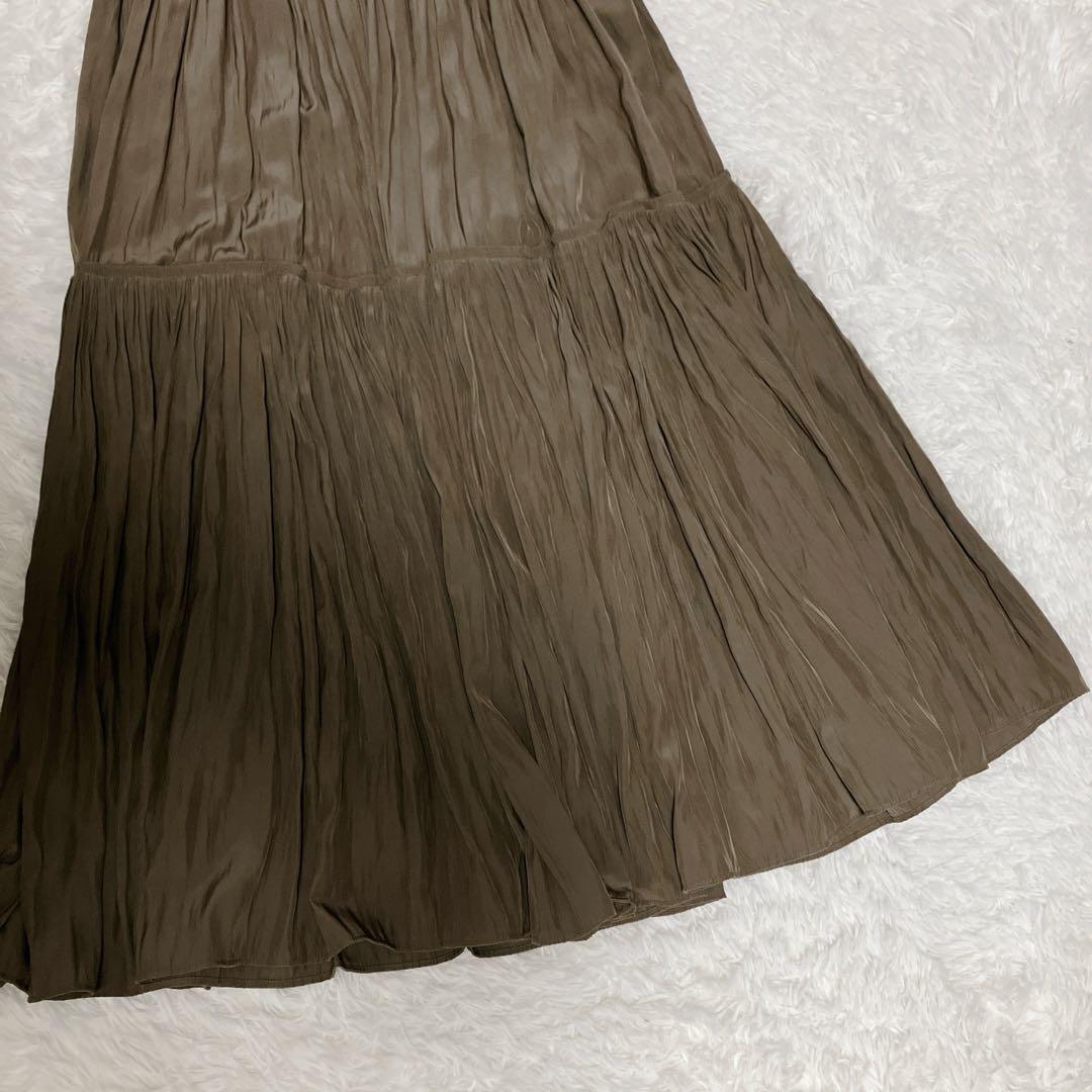 美品 Deuxieme Classe Gather Maxi スカートブラウンD