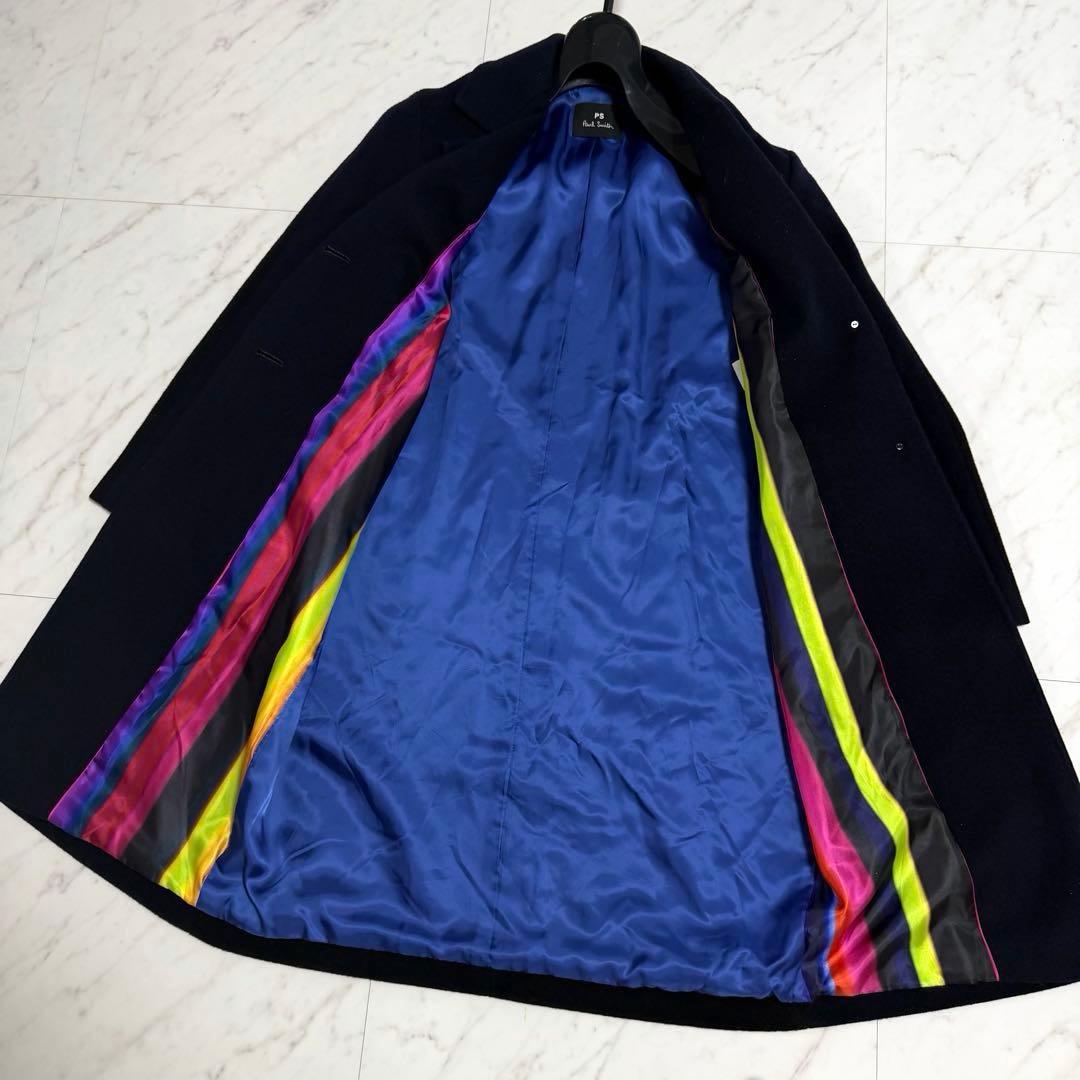 【美品✨️】ポールスミス ウール カシミヤ チェスター コート バイカラー 黒紺