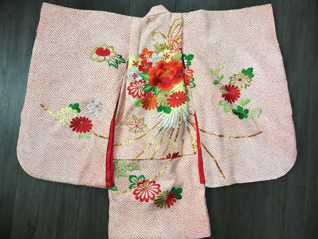 七五三 3歳 正絹 総絞り 着物 被布 草履　カバン　足袋　セット