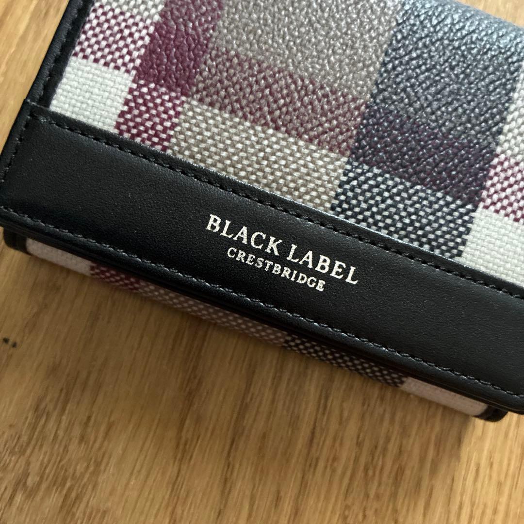 【未使用品】ブラックレーベルクレストブリッジ チェック 三つ折り財布 ブラック