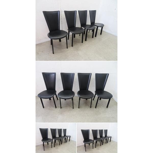 美品■IDC大塚家具■8303C■本革■ダイニングチェア■4脚セット■ブラック