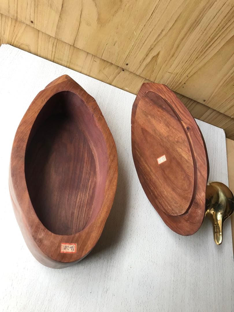 金のガチョウ 置物 縁起物 木彫置物 アヒル 鴨