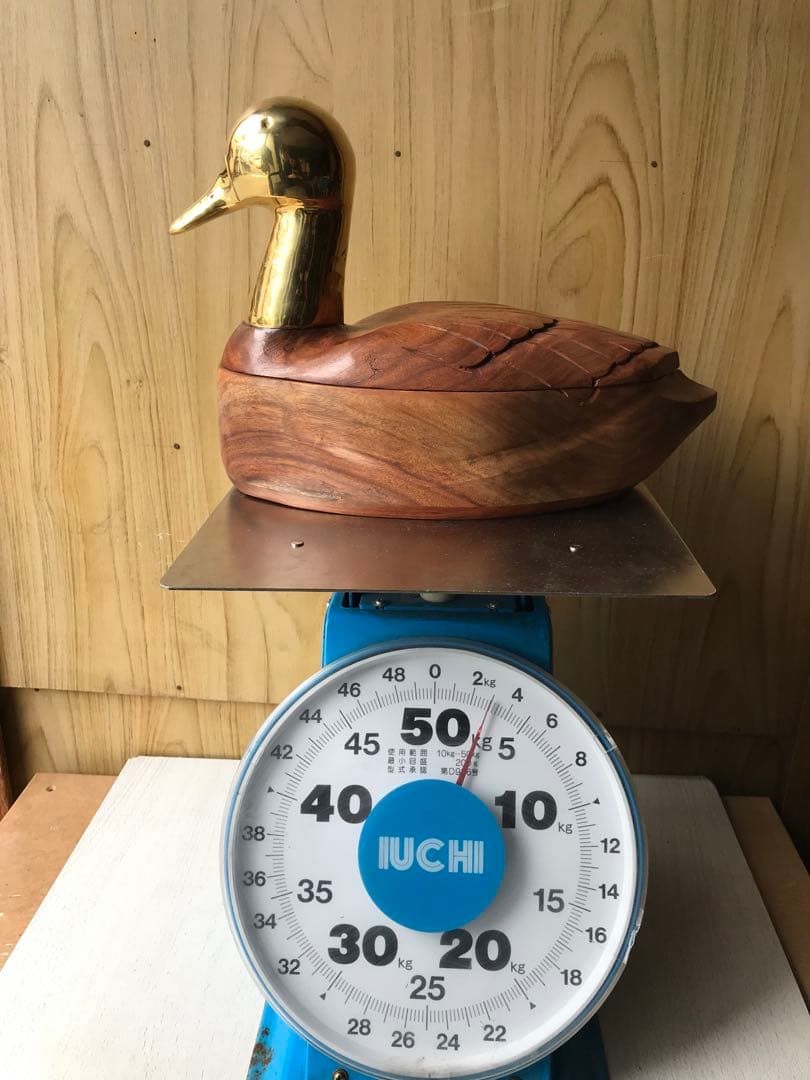 金のガチョウ 置物 縁起物 木彫置物 アヒル 鴨