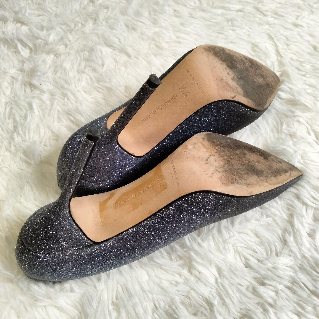 専用●【美品♡】マノロブラニク ポインテッドトゥパンプス シルバー グリッター