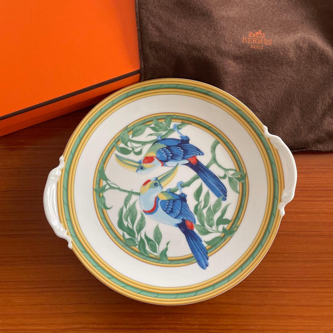 [未使用] HERMES エルメス　トゥカン　耳付ケーキプレート　28cm