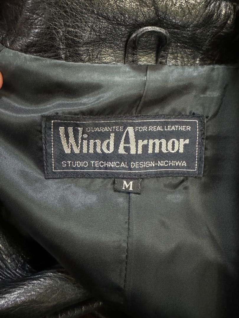Wind Armor 本革 オールレザー ベルト付 トレンチコート ブラック M