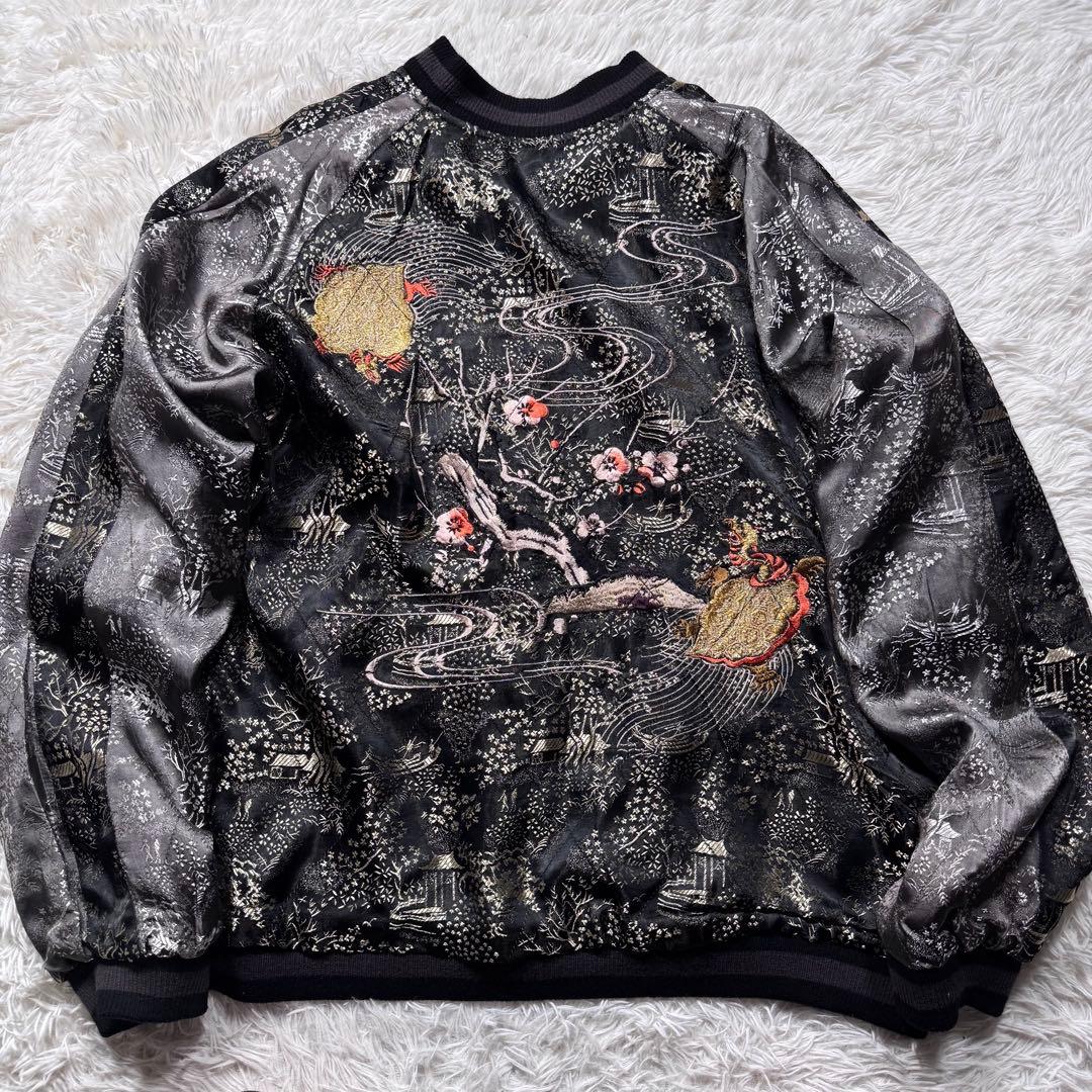 希少/L✨花旅楽団　スカジャン　リバーシブル　豪華刺繍　龍　玄武