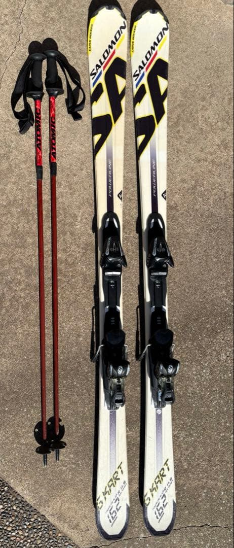 Salomon G KART 162cm スキーセット　ストック付き