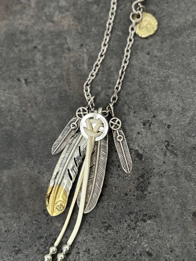 フェザーネックレス　キムタク　神セット　silver フェザー　バングルセット