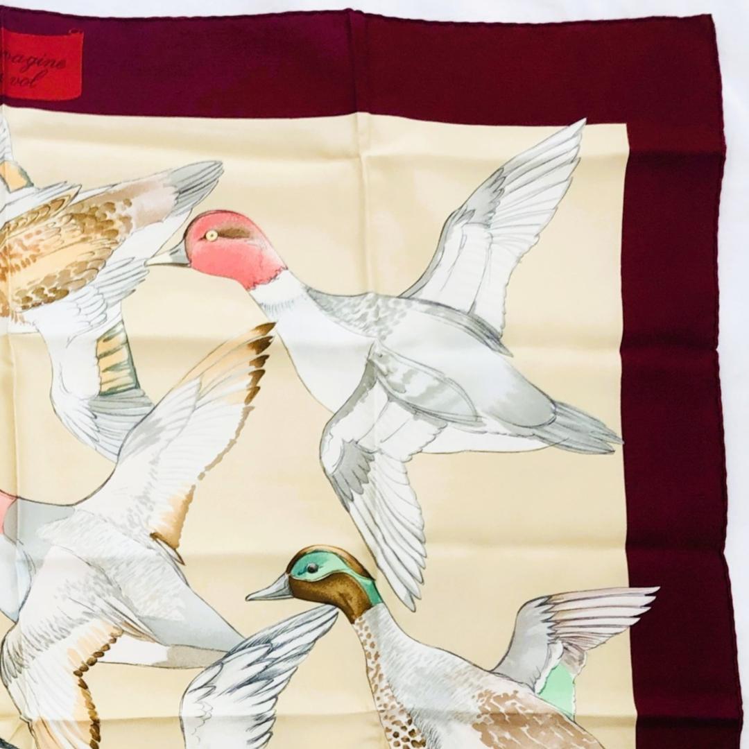 HERMES エルメス カレ90 海を渡る鳥の群れ スカーフ 美品 タグあり