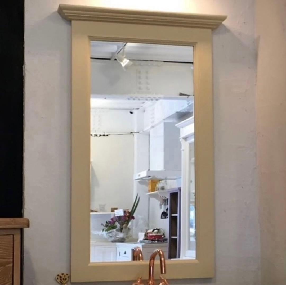 ヨーロピアン パイン無垢材 ウォールミラー 壁掛け鏡 ルーマニア製