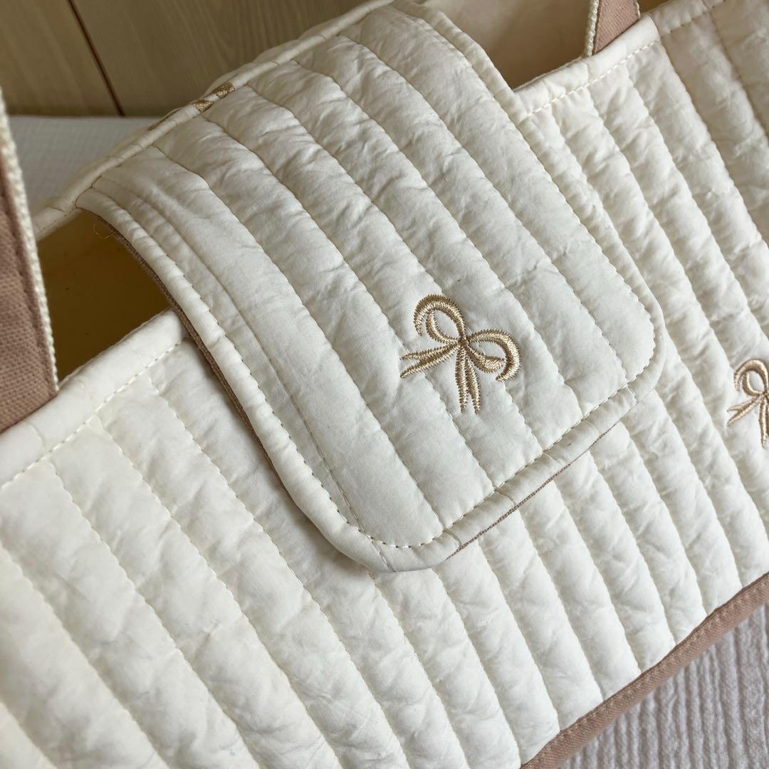 ヌビ リボン ピアニカケース バッグ ベージュ 上履き袋 イブル メロディオン