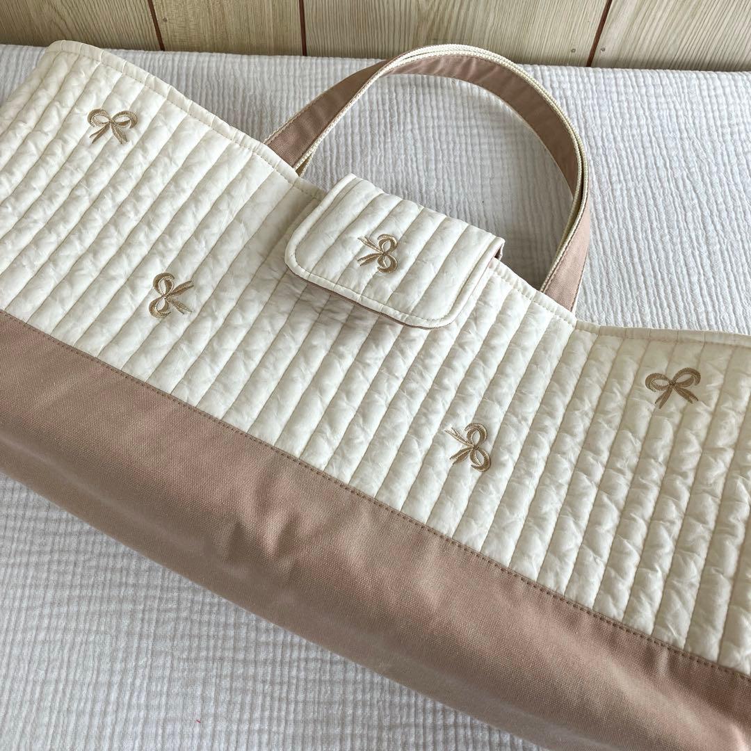 ヌビ リボン ピアニカケース バッグ ベージュ 上履き袋 イブル メロディオン