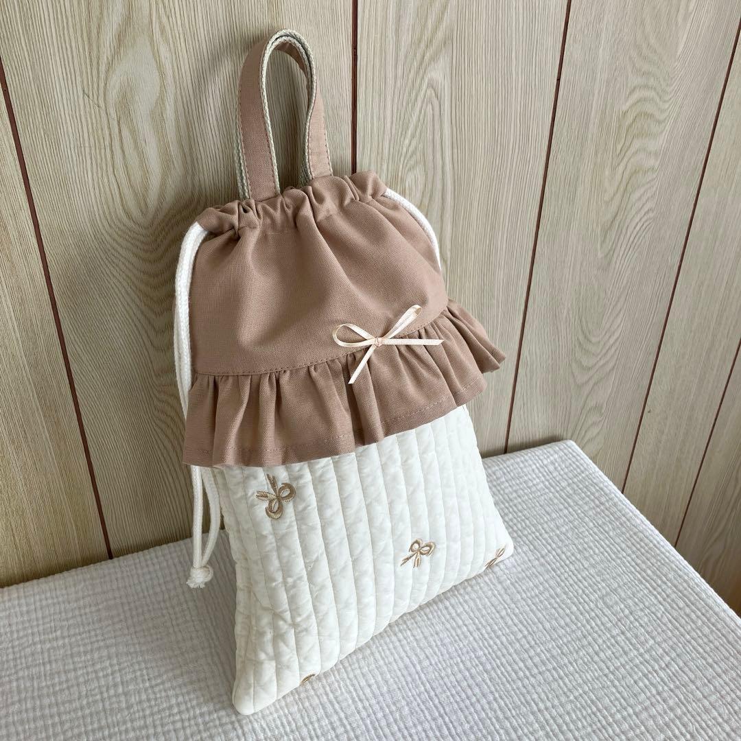 ヌビ リボン ピアニカケース バッグ ベージュ 上履き袋 イブル メロディオン