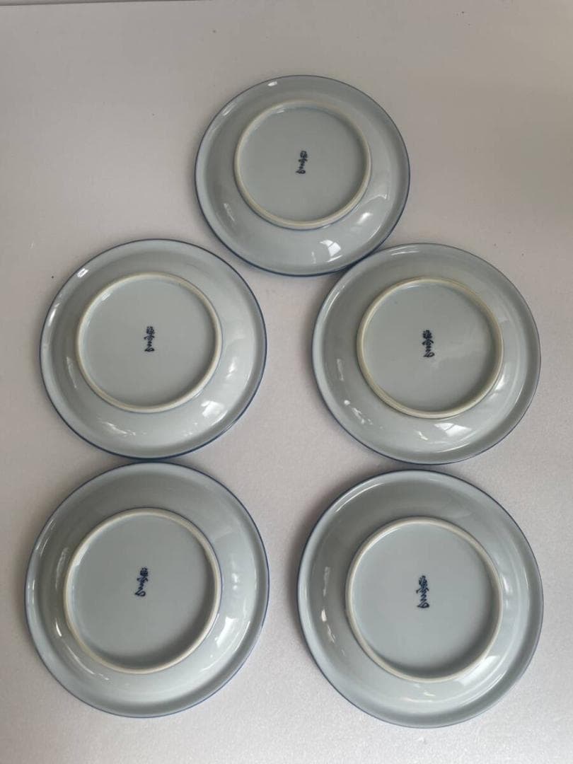 ①館林 源右衛門 染付向日葵絵 銘々皿 五客 お皿 中皿 有田焼 25