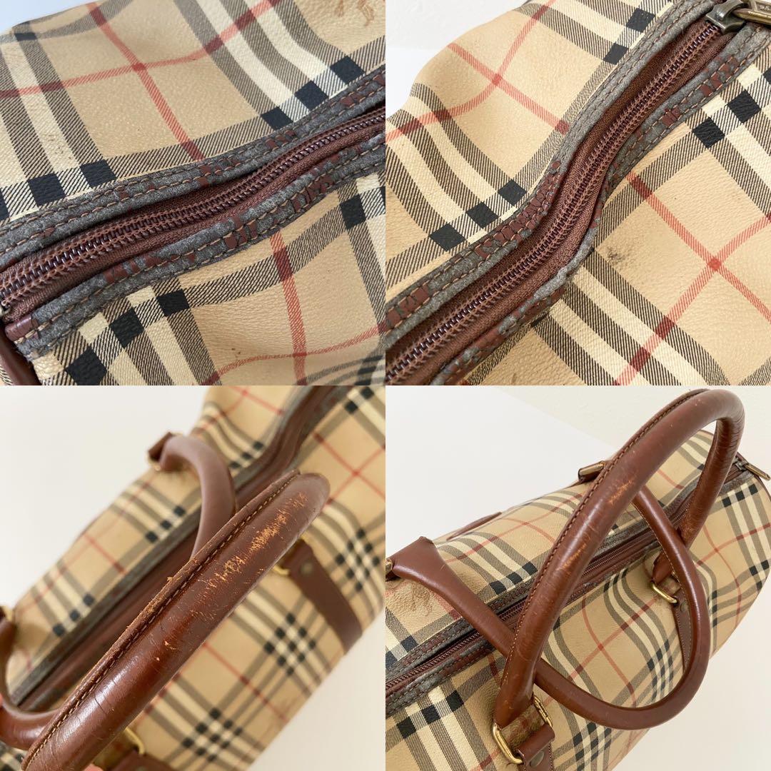 極美品　バーバリー ボストンバッグ ノバチェック ホースロゴ 2way PVC