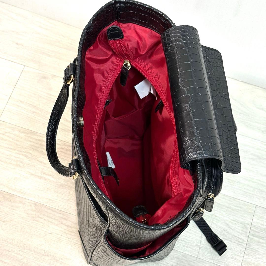 スワニー トートキャリー クロコダイル風型押し 4輪　旅行カバン　旅行バッグ