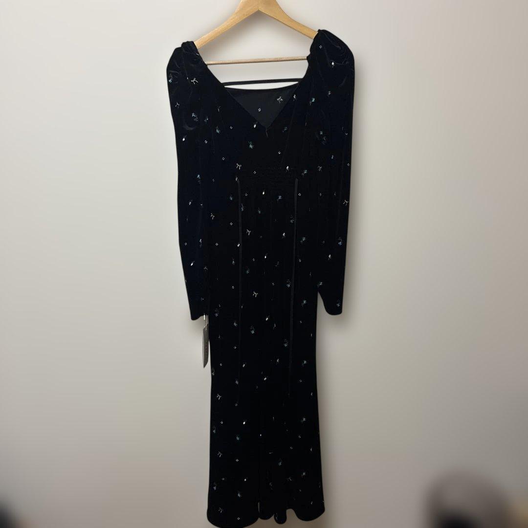 新品未使用FRAY I.D ベロアナローワンピース　ブラック