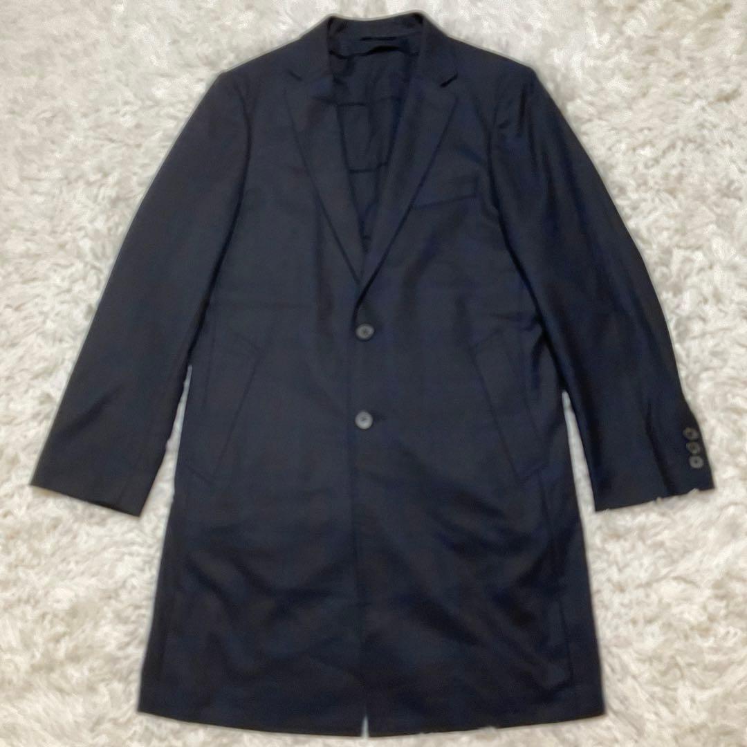 美品⭐︎コムサメン ライナー付ウールチェスターコート チェルッティ 紺 L