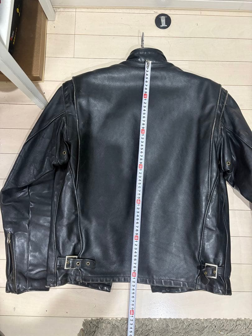 Schott ブラックレザーシングルライダースジャケット38 (M)品番641G