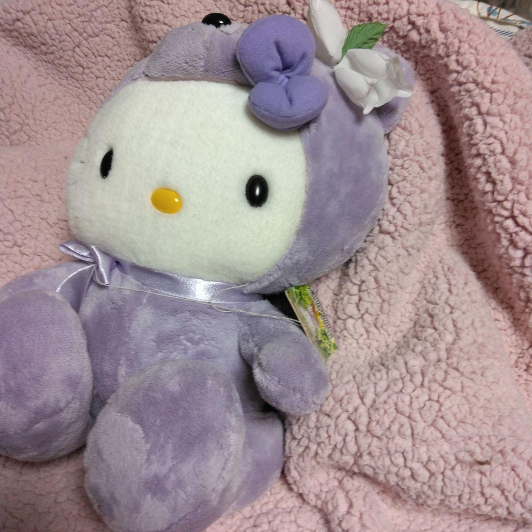 北海道限定キティ ハローキティ クマのぬいぐるみ 紫色