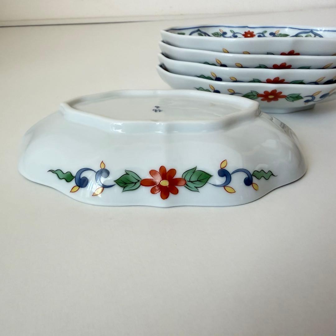 たち吉　橘吉　楕円皿揃　花数寄　５枚セット　銘々皿　桔梗皿　和食器