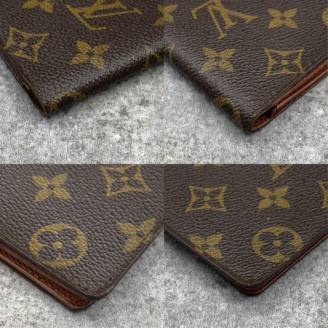 【微美品】ルイヴィトン 折り財布 レザー モノグラム ブラウン 茶