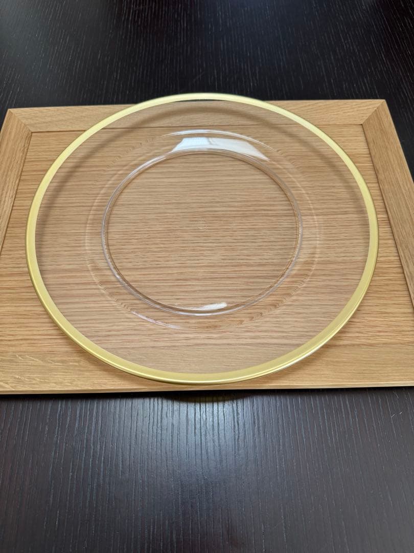 透明プラスチック皿 金色の縁取り4枚セット