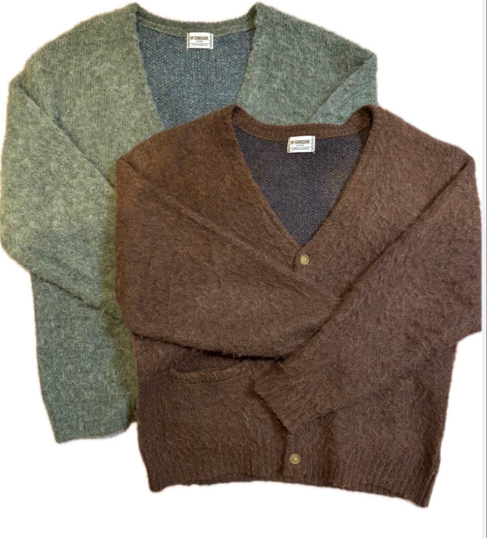 2着セット McGREGORモヘアカーディガン グリーンL&ブラウンM