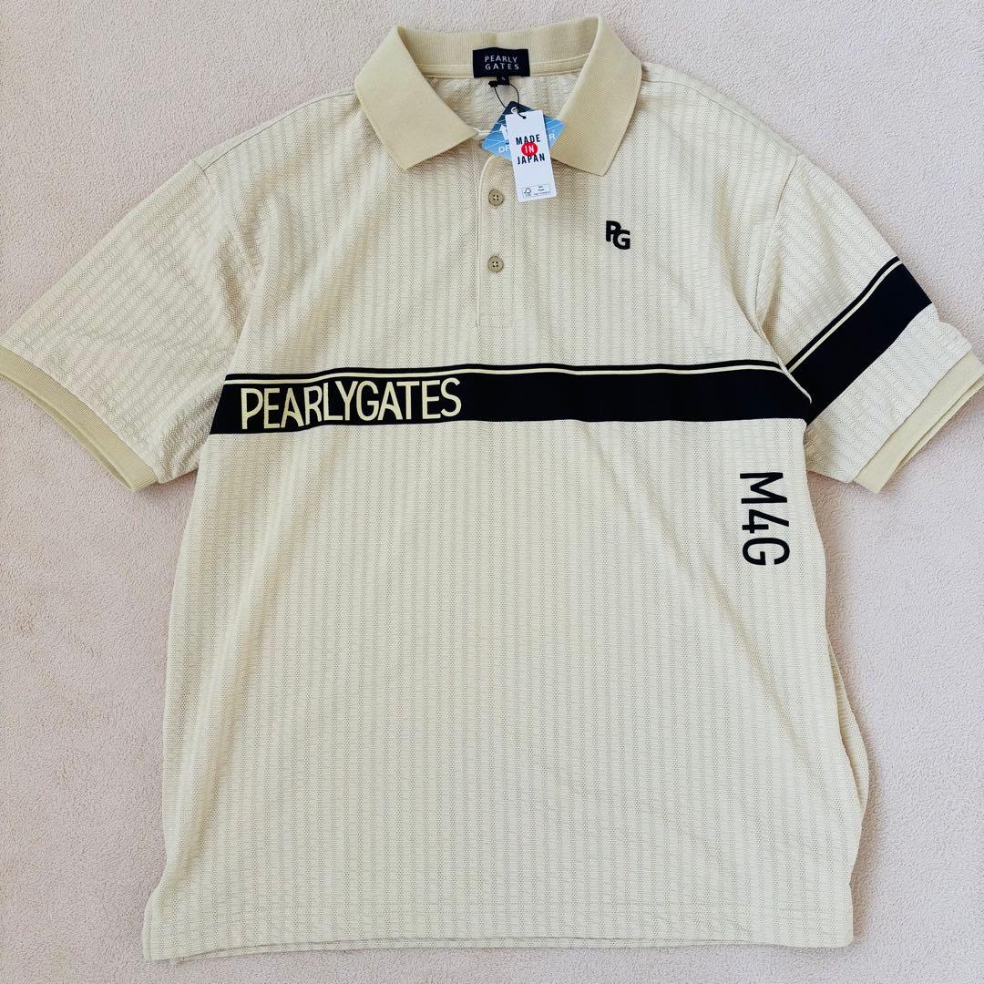 【新品タグ付き】パーリーゲイツ 半袖ポロシャツ シアサッカー 5 イエロー