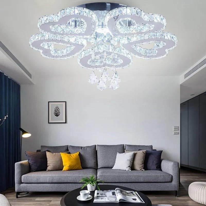 シャンデリア 5ハート型 クリスタル LED シーラングライト スワロフスキー