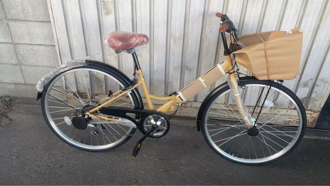 シティサイクル 折りたたみ自転車26ママチャリ シマノ６段変速カゴ鍵オートライト